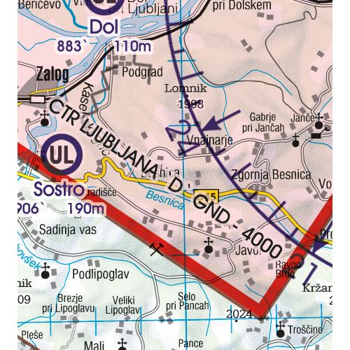 Slovinsko VFR ICAO mapa 2024