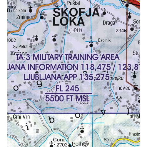 Slovinsko VFR ICAO mapa 2024