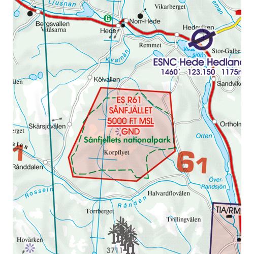 Švédsko Sever VFR mapa 2024