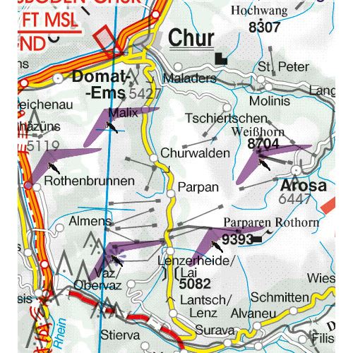 Švýcarsko VFR ICAO mapa 2024