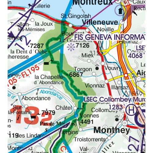 Švýcarsko VFR ICAO mapa 2024