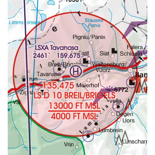 Švýcarsko VFR ICAO mapa 2024