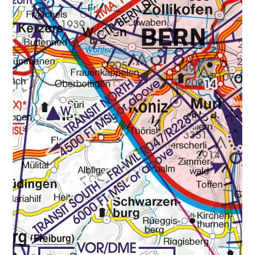 Švýcarsko VFR ICAO mapa 2024