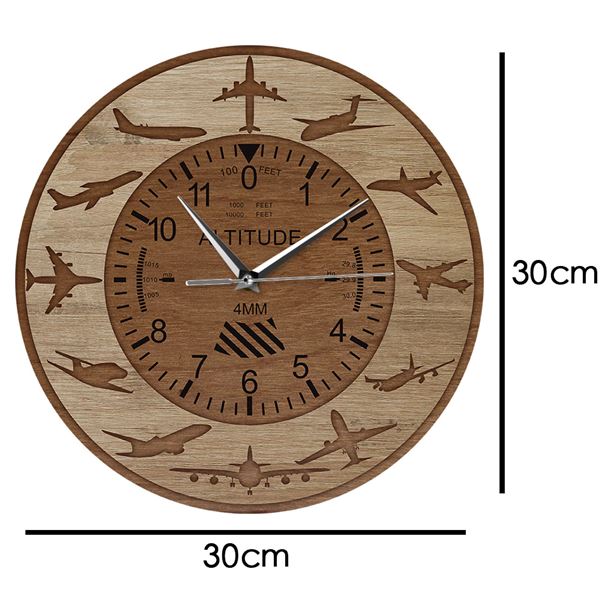 Aircraft ALTITUDE Wall Clock, wood decor