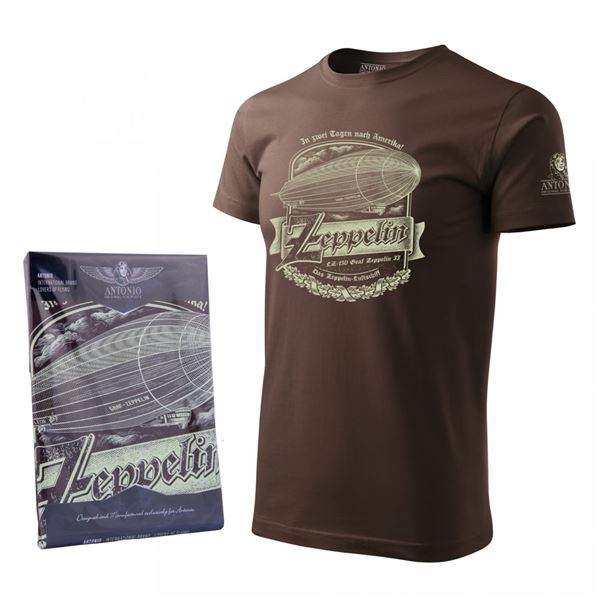 ANTONIO T-Shirt with ZEPPELIN, brown, XL