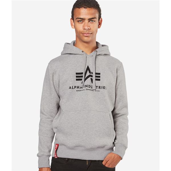 Alpha Industries Mikina Basic s kapucí šedá, M