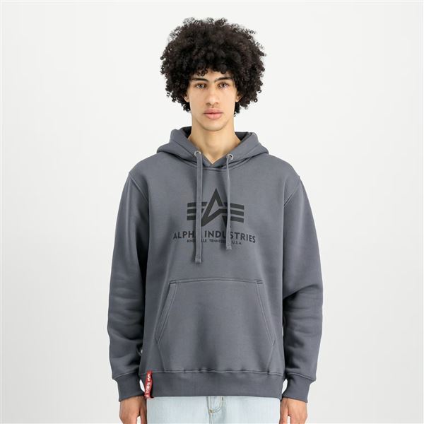 Alpha Industries Mikina Basic s kapucí tm. šedá, M
