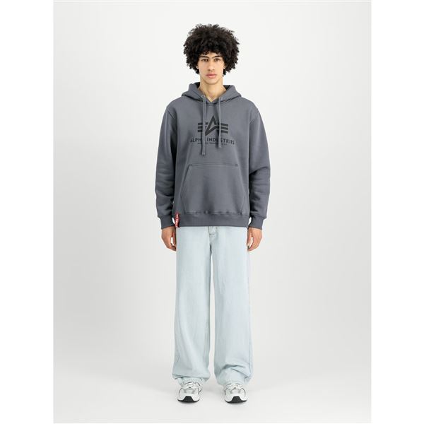 Alpha Industries Mikina Basic s kapucí tm. šedá, M